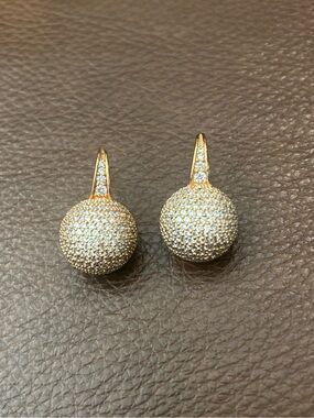 Gold Pavé Ball Drop Earrings - Women's Jewelry